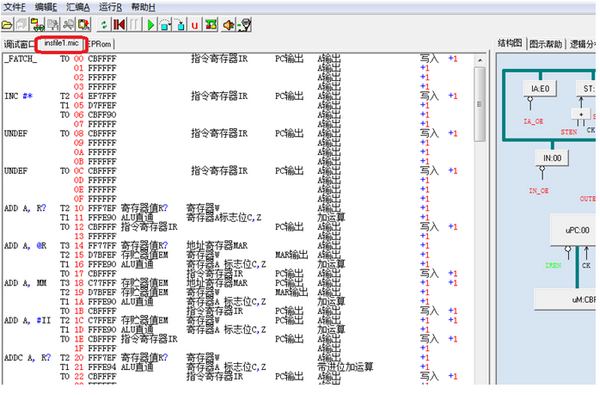 超強(qiáng)型計(jì)算機(jī)組成原理與系統(tǒng)結(jié)構(gòu)實(shí)驗(yàn)箱(圖8) 重疊結(jié)構(gòu)模型計(jì)算機(jī)實(shí)時(shí)圖形調(diào)試界面