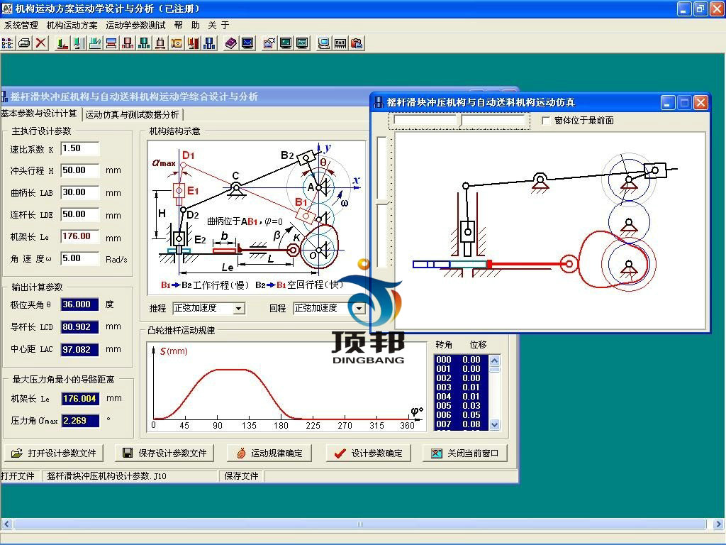 平面機構(gòu)運動設計分析與測試實驗臺軟件
